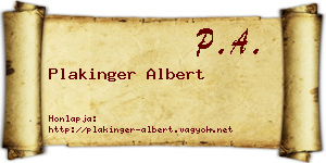 Plakinger Albert névjegykártya