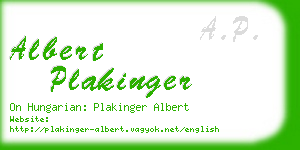 albert plakinger business card